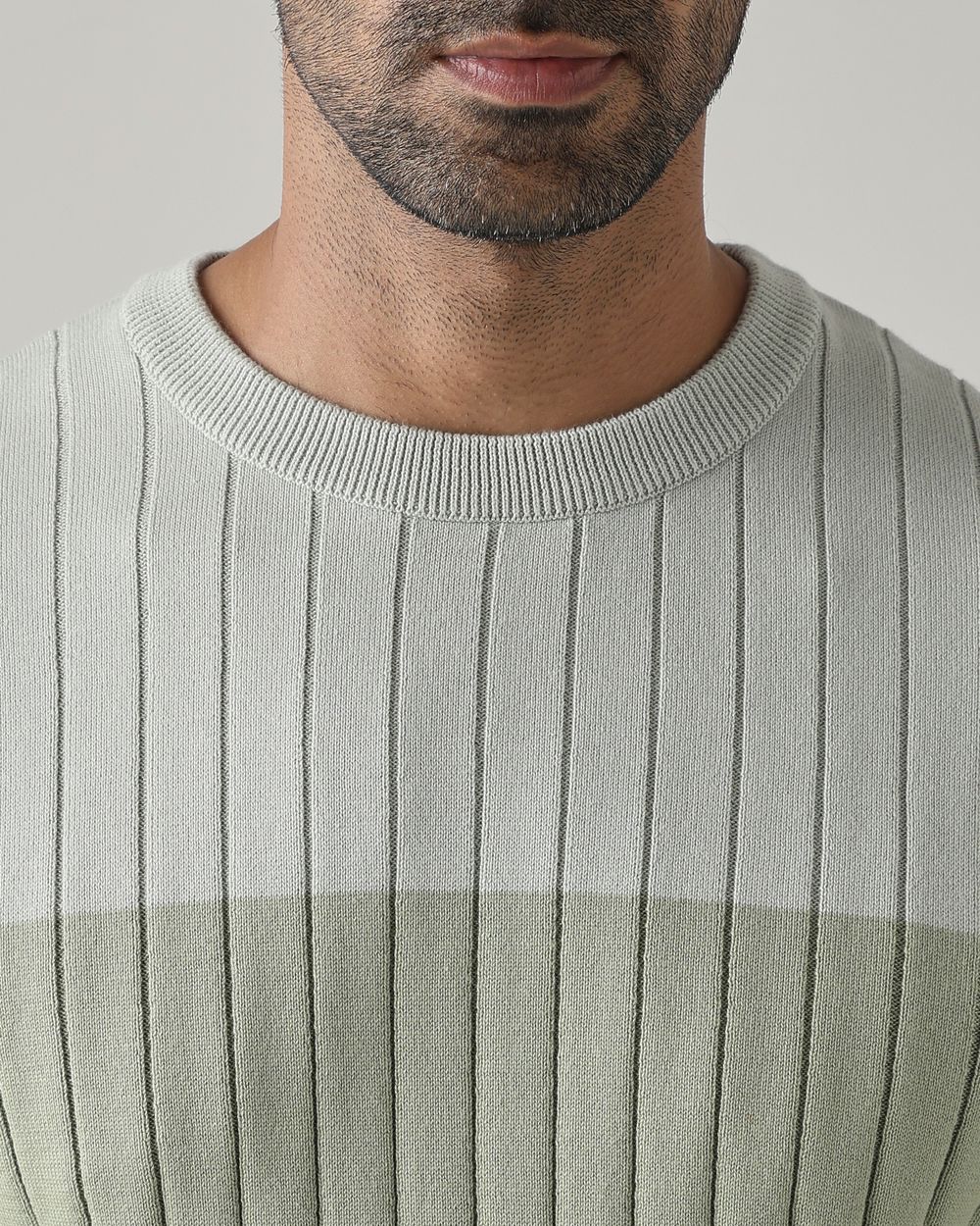 Sage Color-Blocked Slim Fit Flatknit