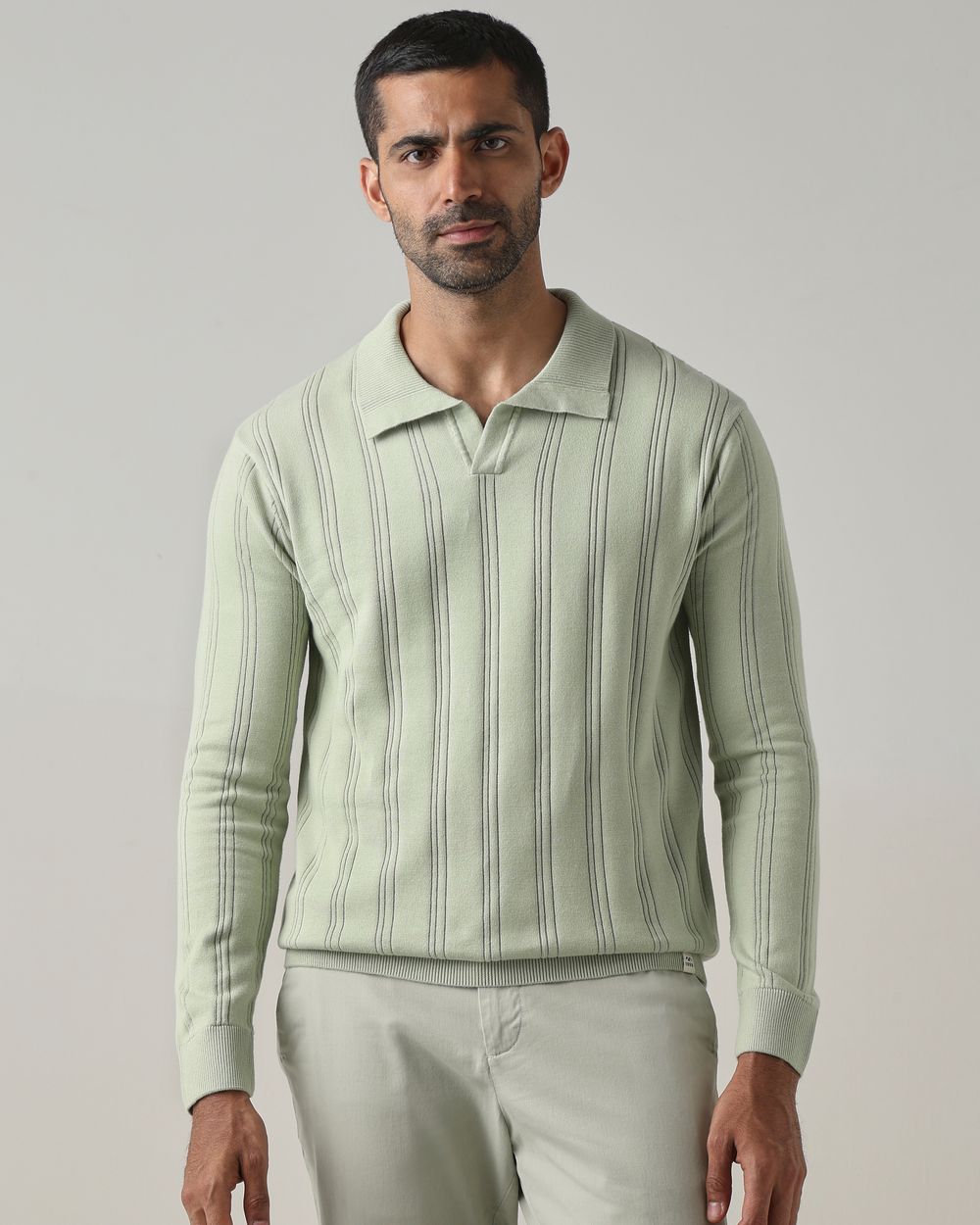 Sage Textured Slim Fit Flatknit