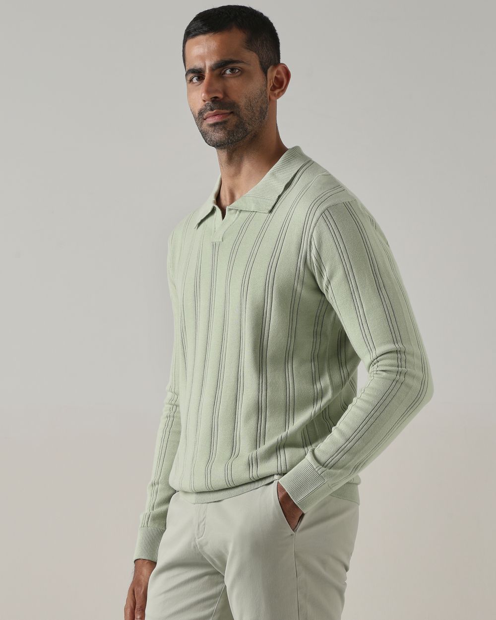 Sage Textured Slim Fit Flatknit