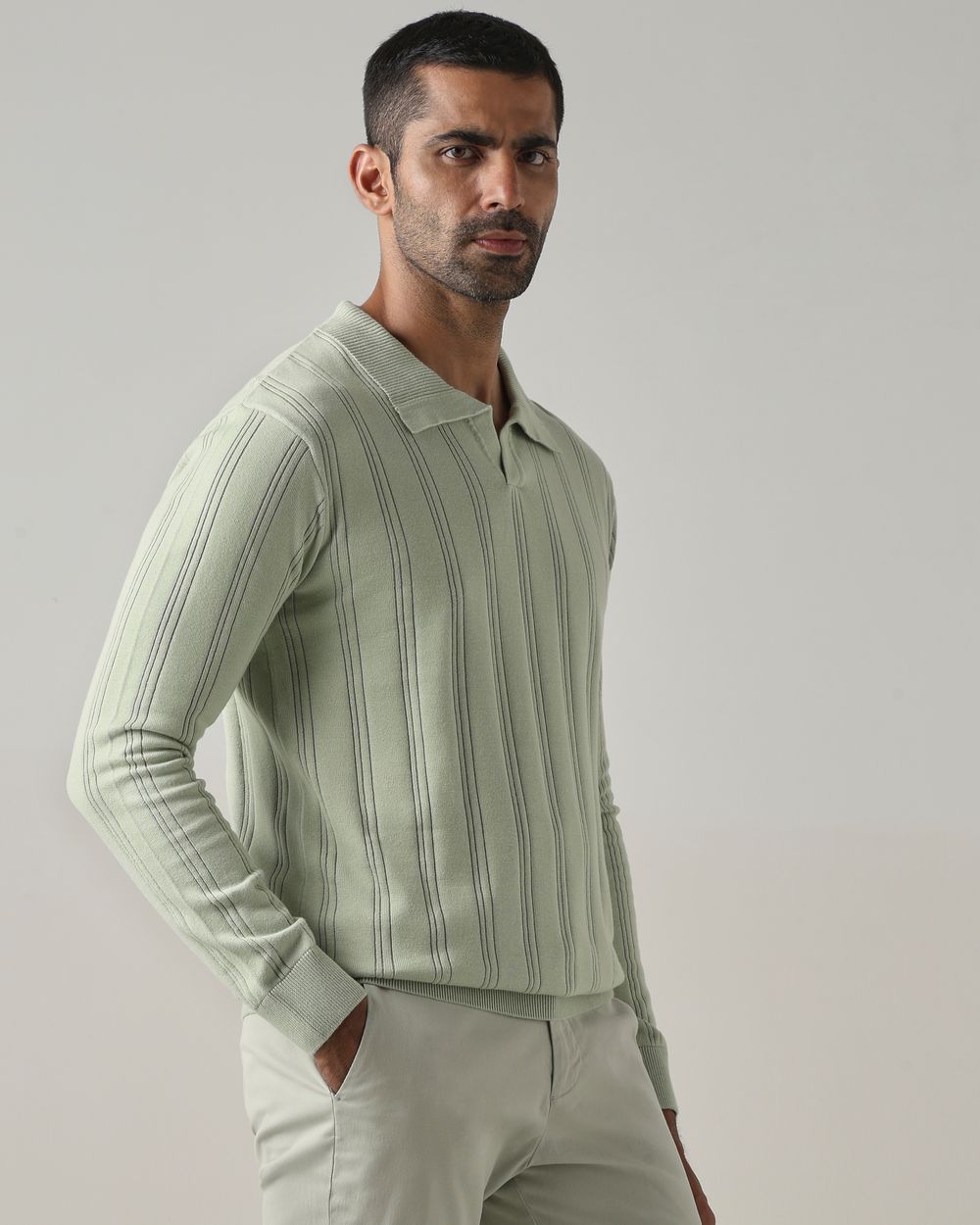 Sage Textured Slim Fit Flatknit
