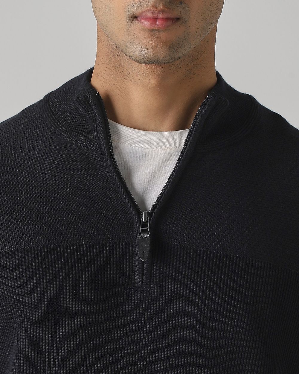 Navy Half Zip Slim Fit Sweater