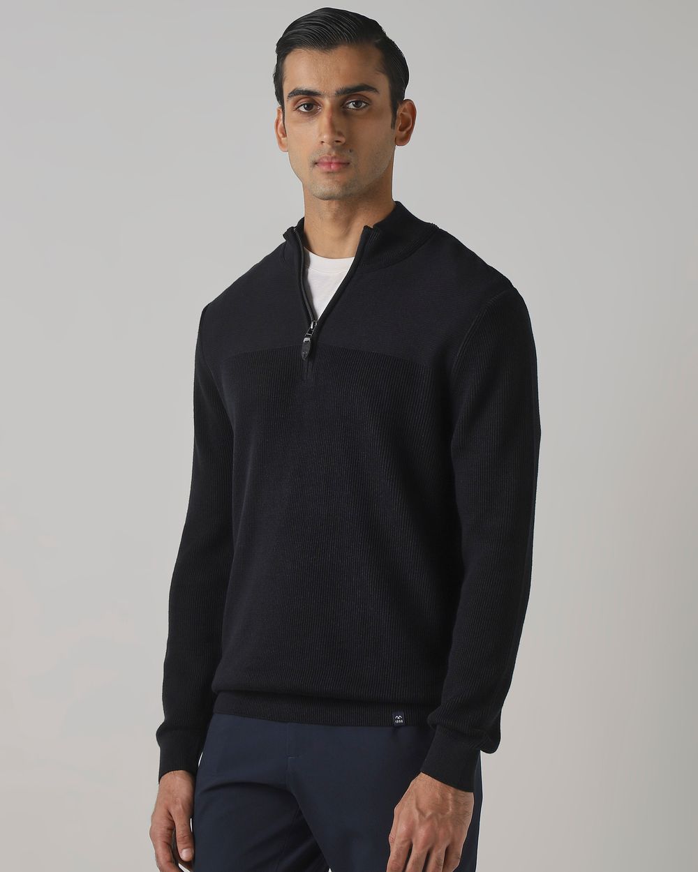 Navy Half Zip Slim Fit Sweater