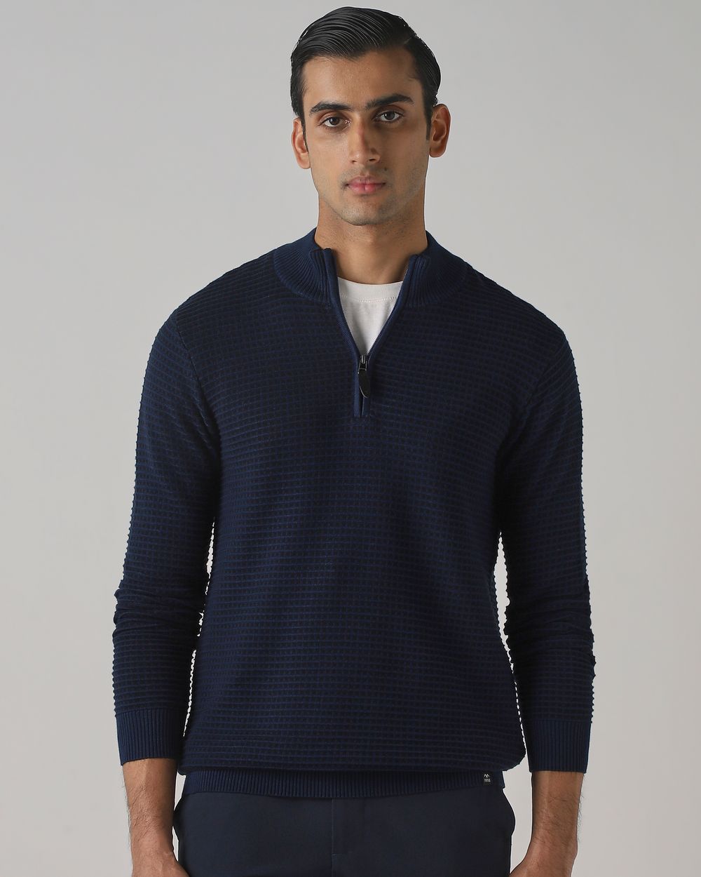 Navy Half Zip Slim Fit Sweater