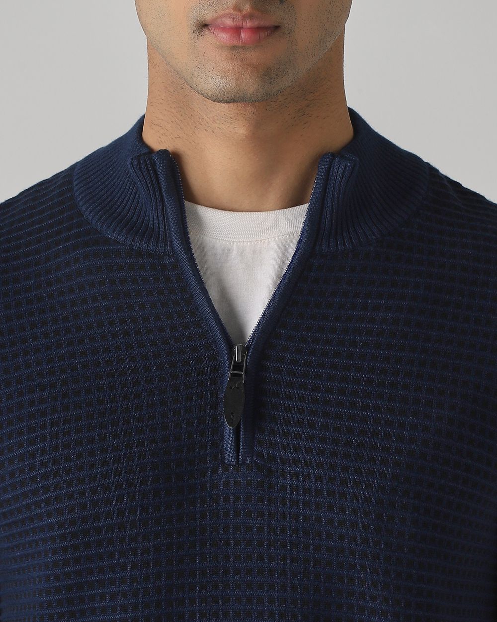 Navy Half Zip Slim Fit Sweater
