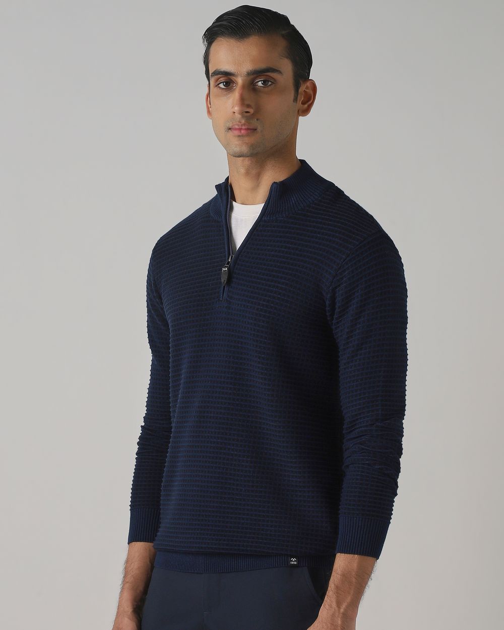 Navy Half Zip Slim Fit Sweater