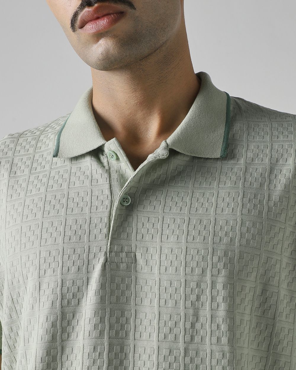 Sage Jacquard Plain Polo