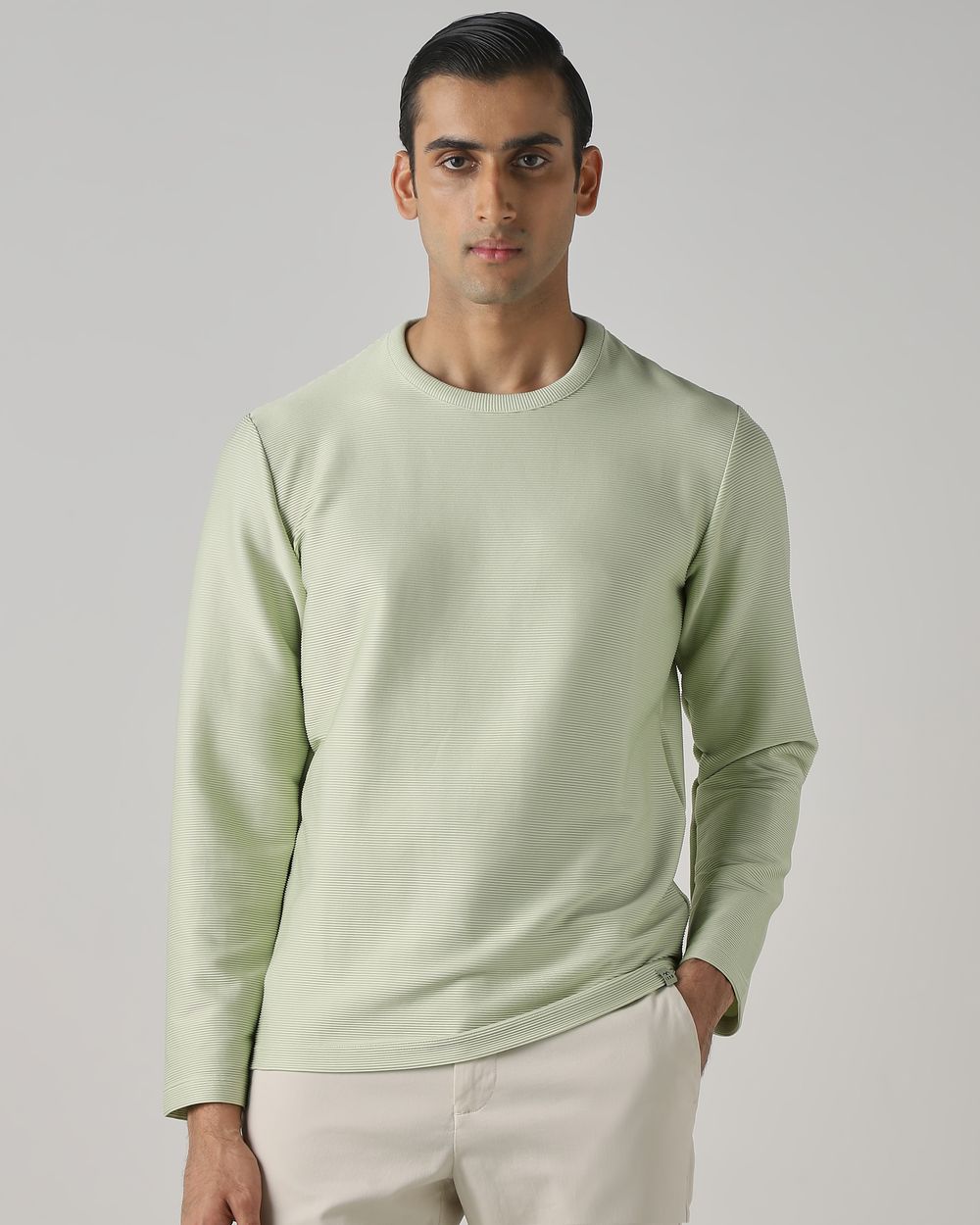 Sage Textured Plain T-Shirt