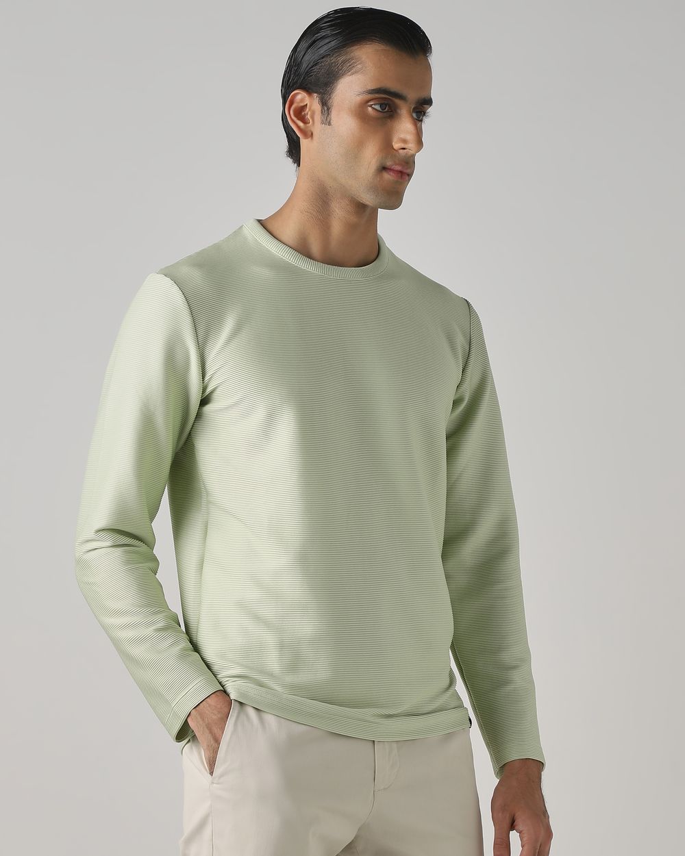 Sage Textured Plain T-Shirt
