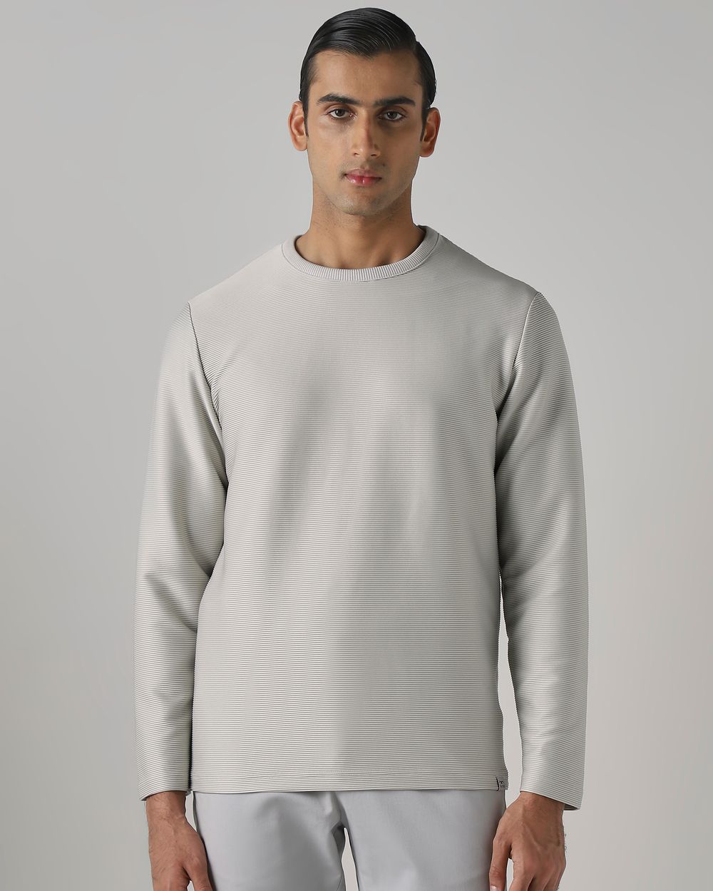 Grey Textured Plain T-Shirt