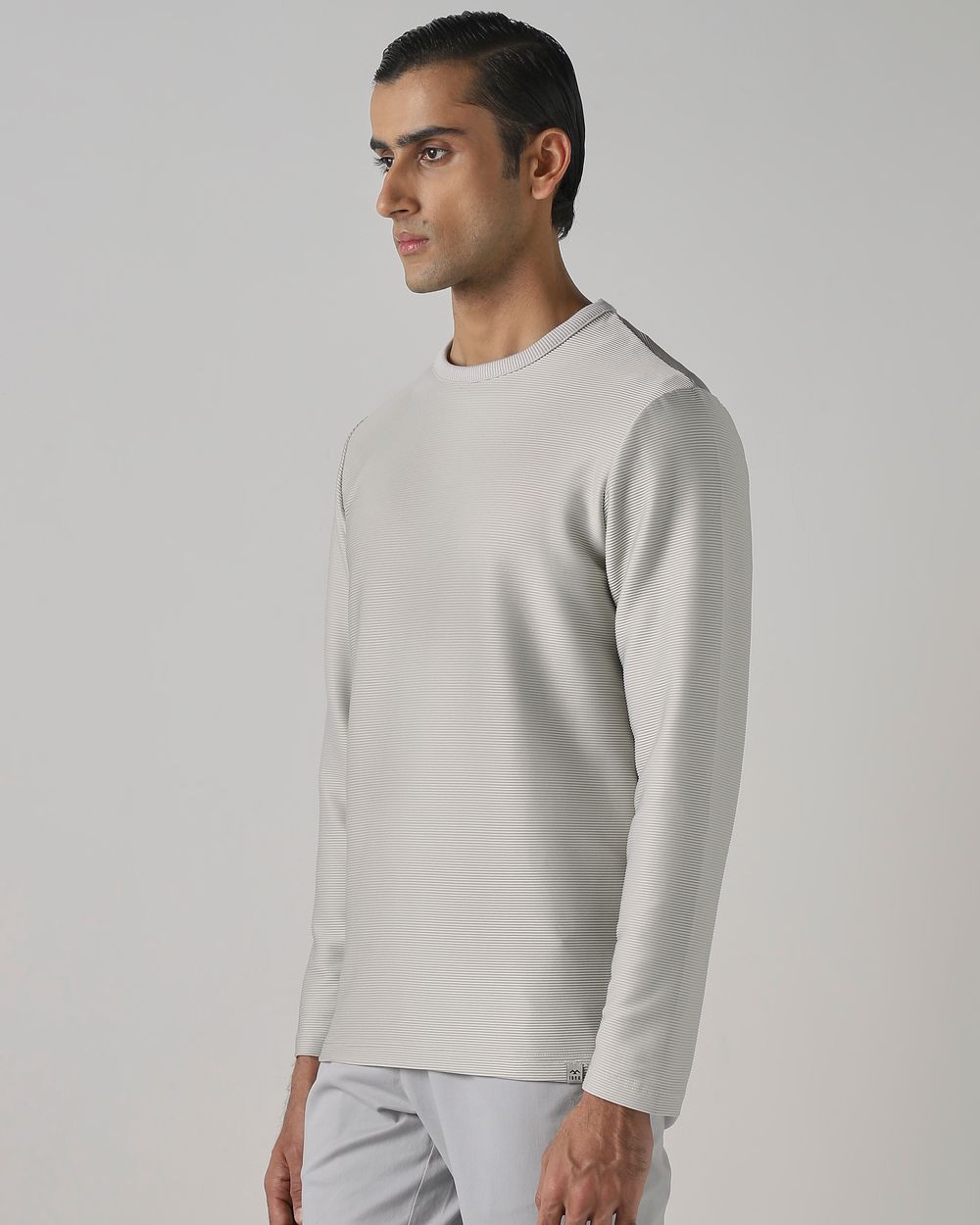 Grey Textured Plain T-Shirt