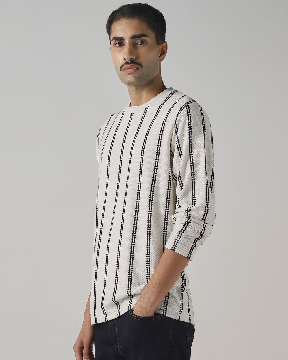 Off White Jacquard Stripe T-Shirt
