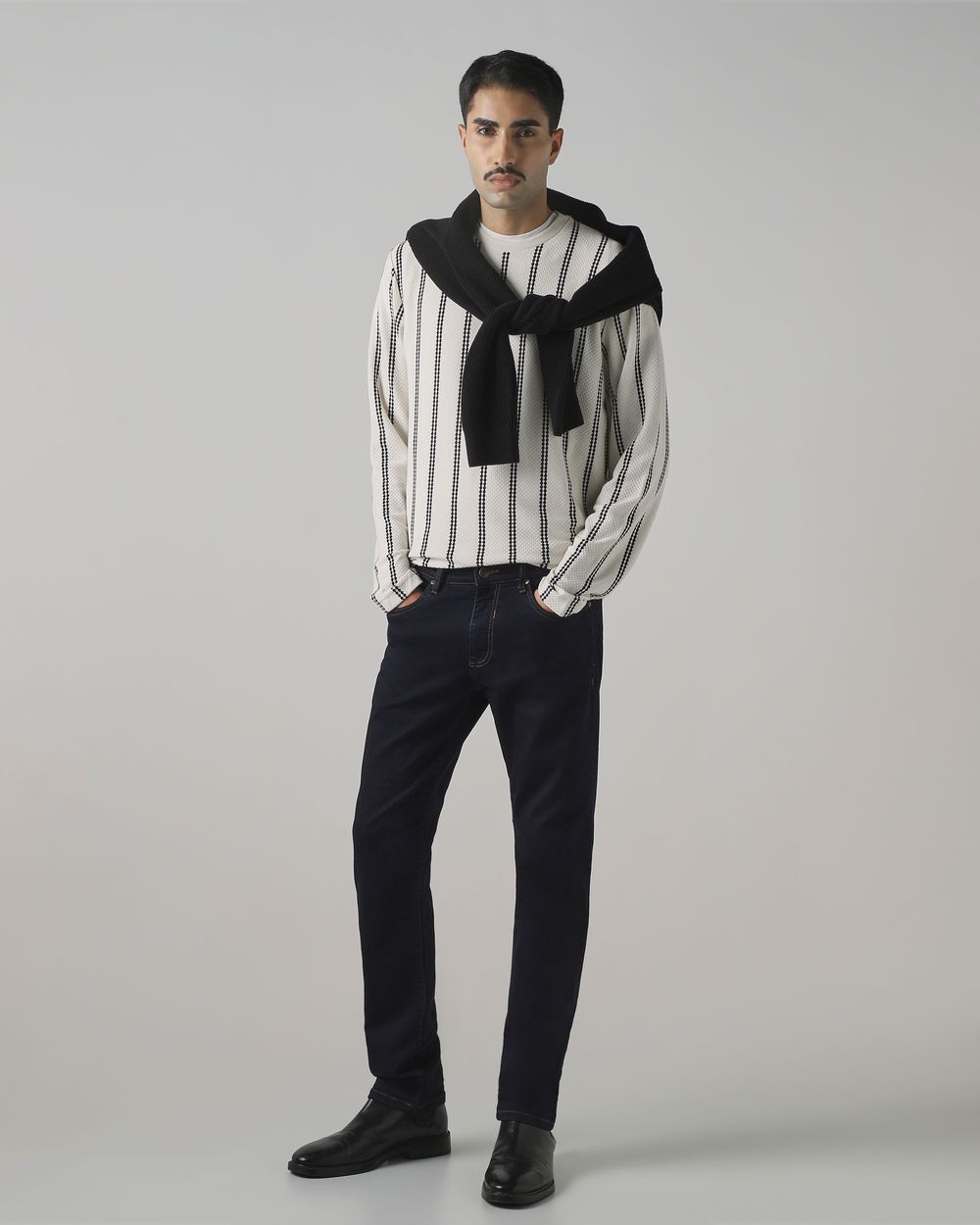 Off White Jacquard Stripe T-Shirt