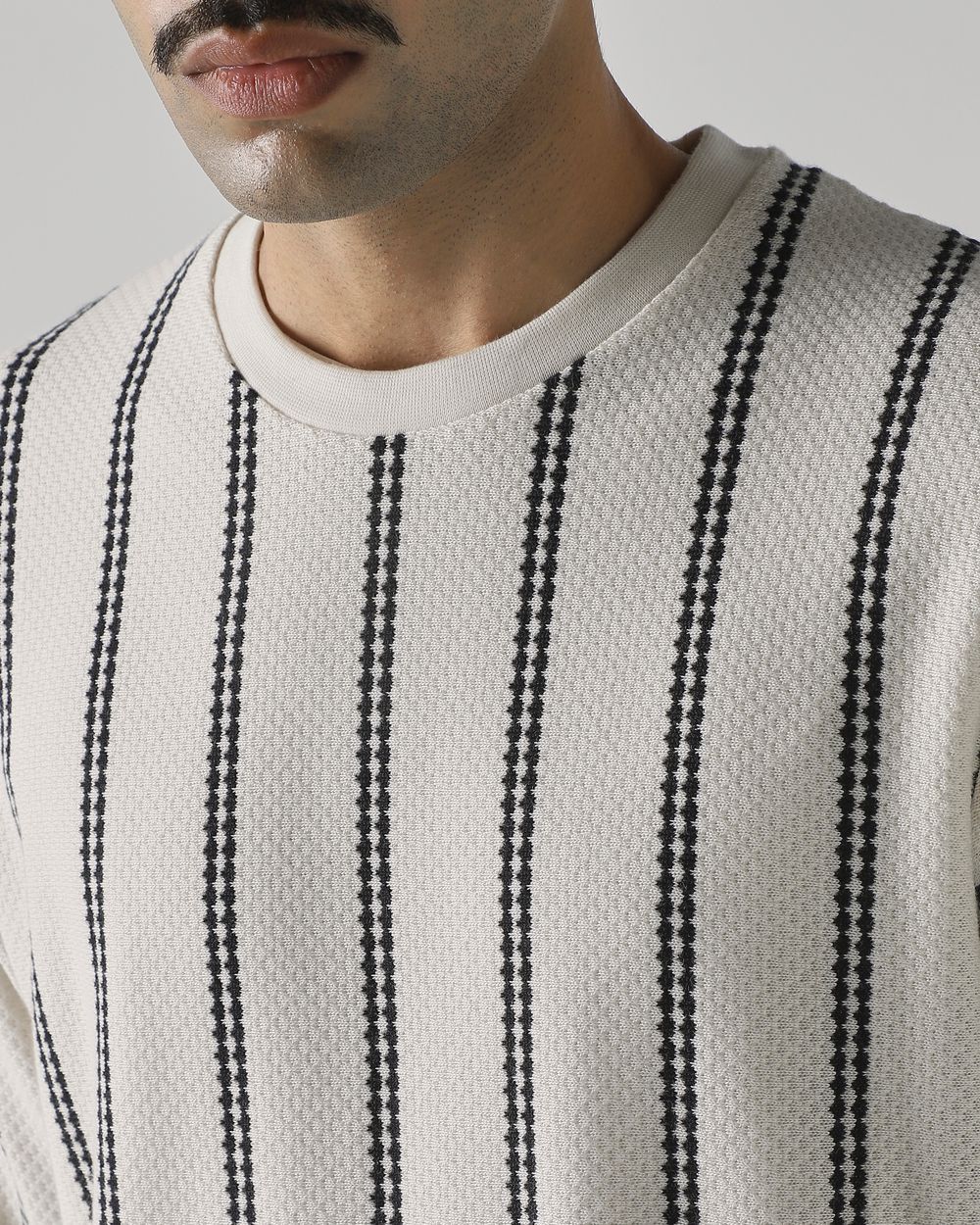Off White Jacquard Stripe T-Shirt