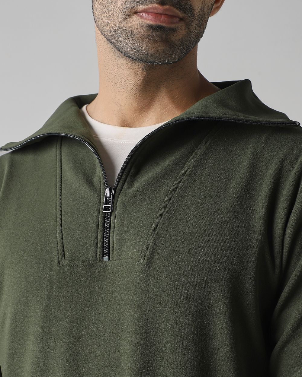 Green Half Zip Slim Fit Sweatshirt