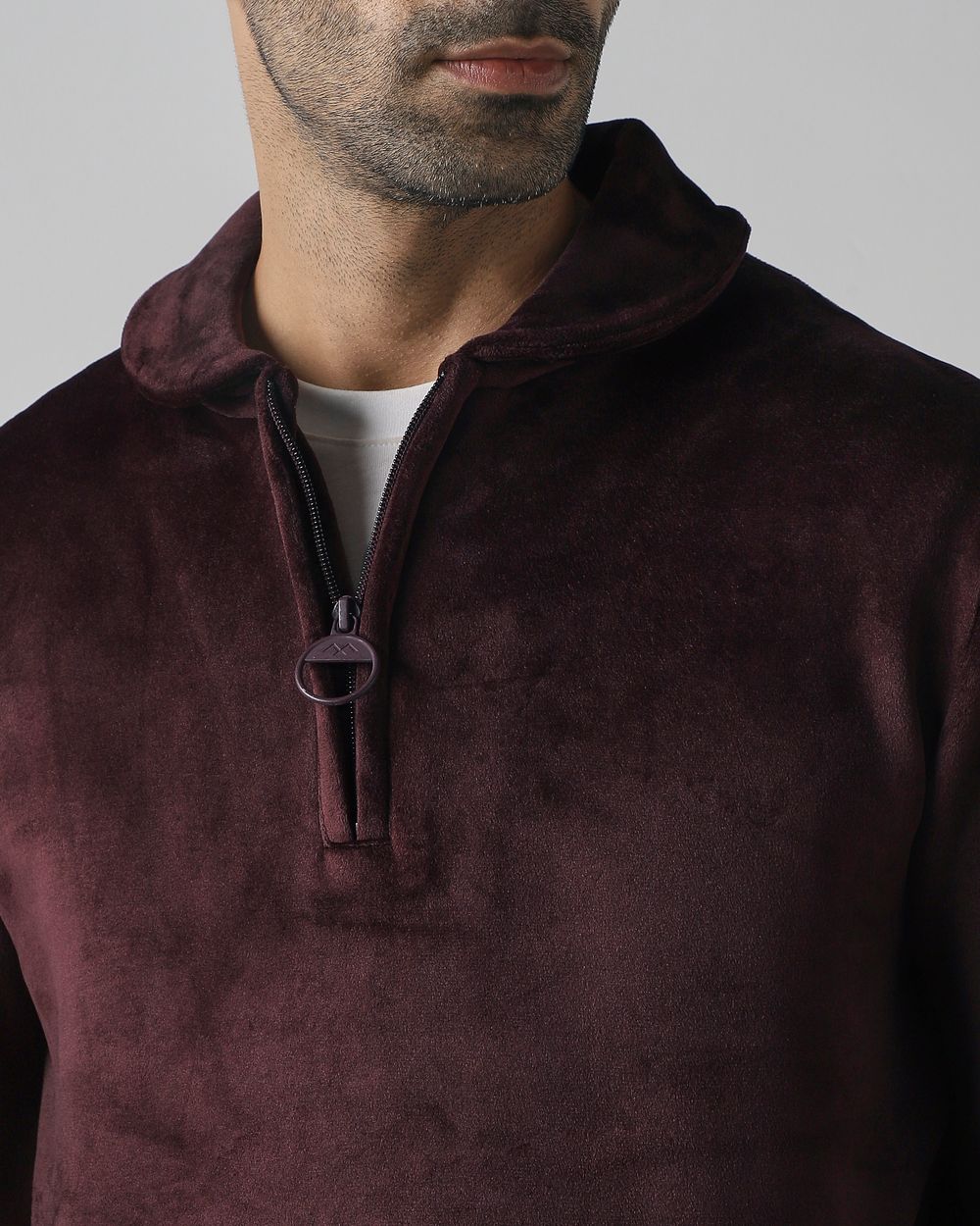 Maroon Half Zip Slim Fit Sweatshirt
