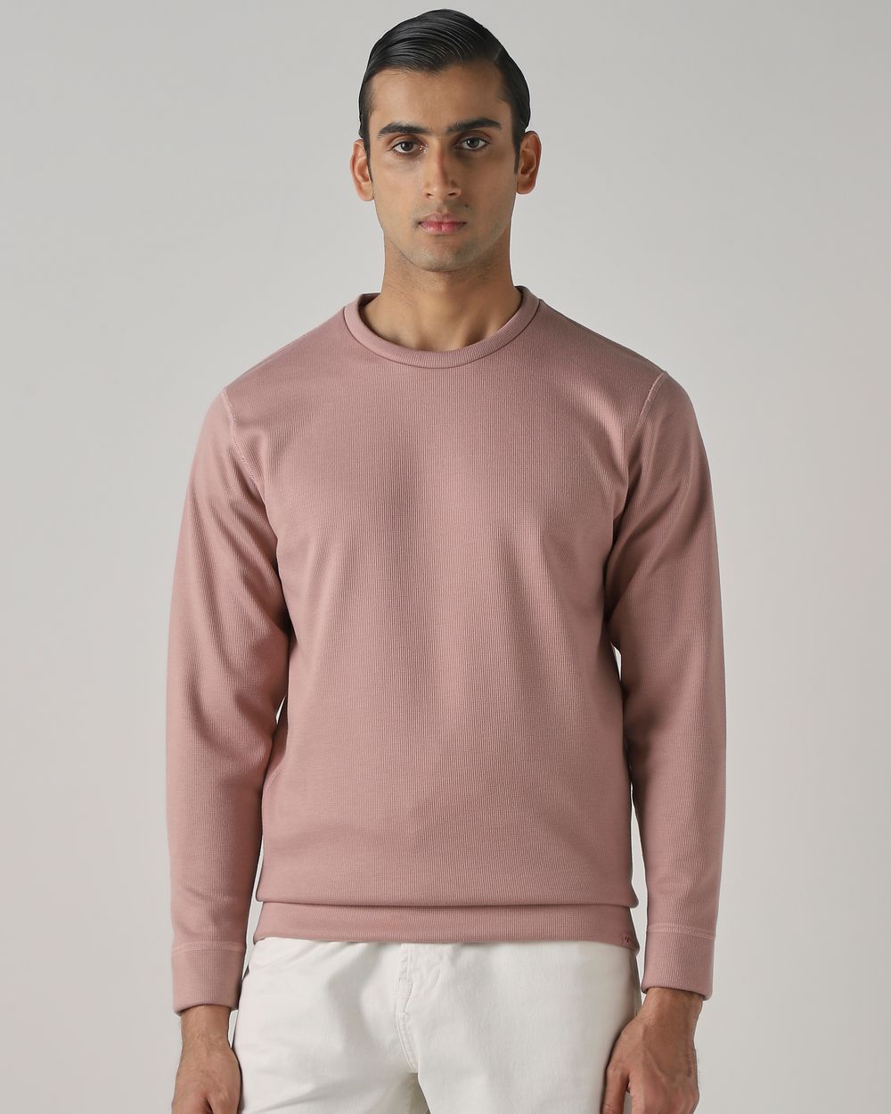 Pink Plain Slim Fit Sweatshirt