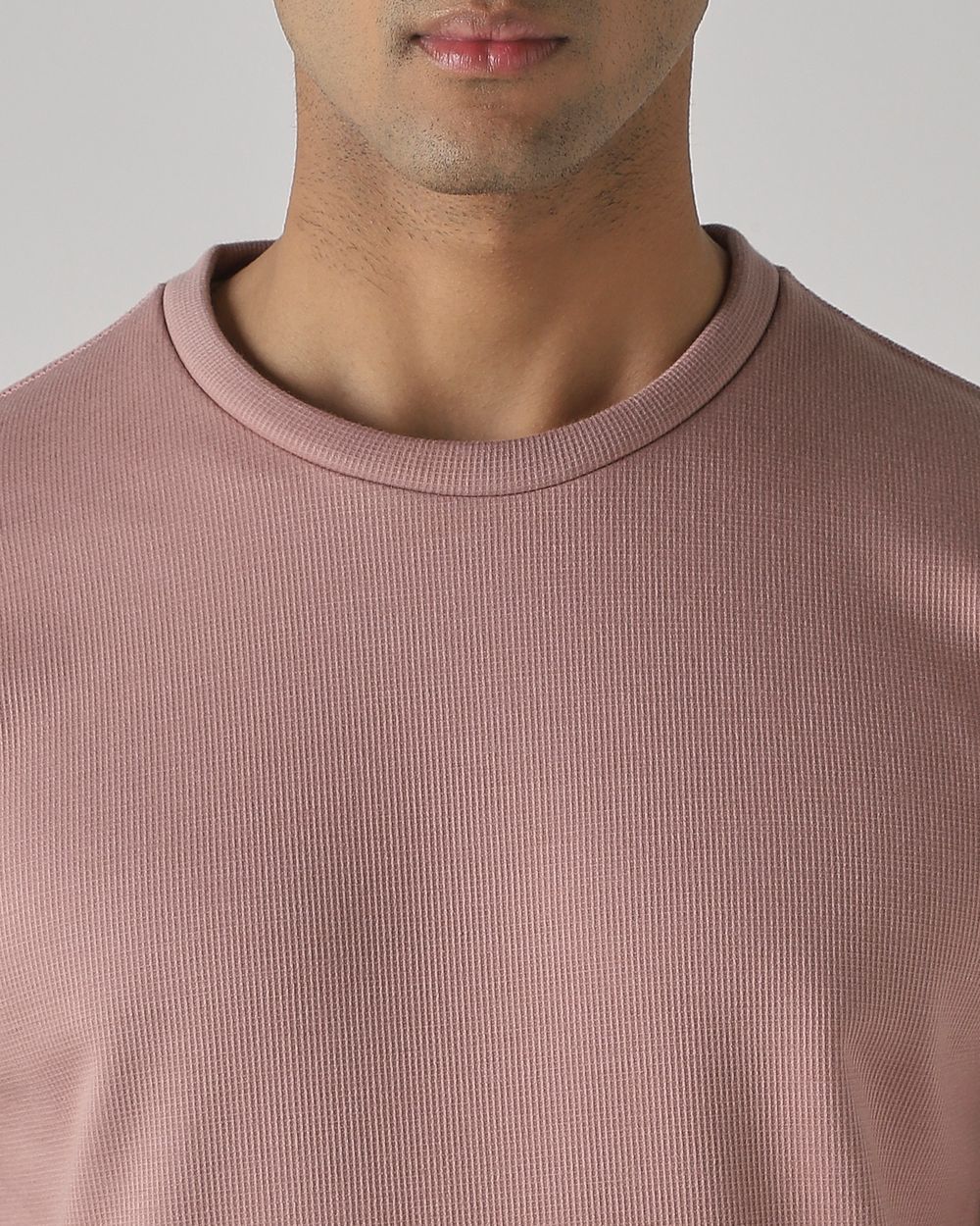 Pink Plain Slim Fit Sweatshirt
