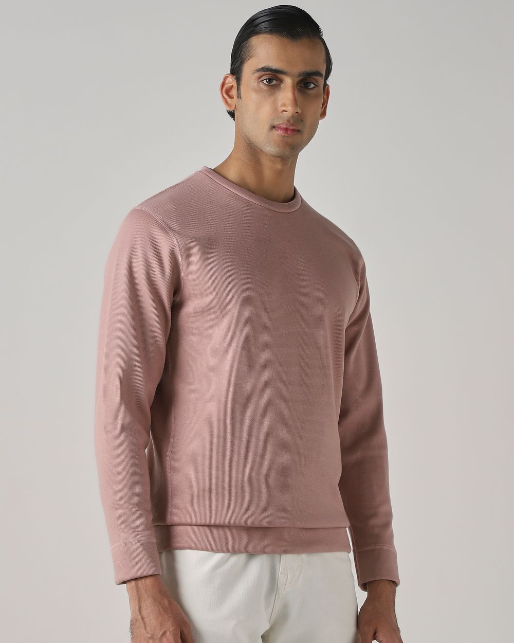 Pink Plain Slim Fit Sweatshirt