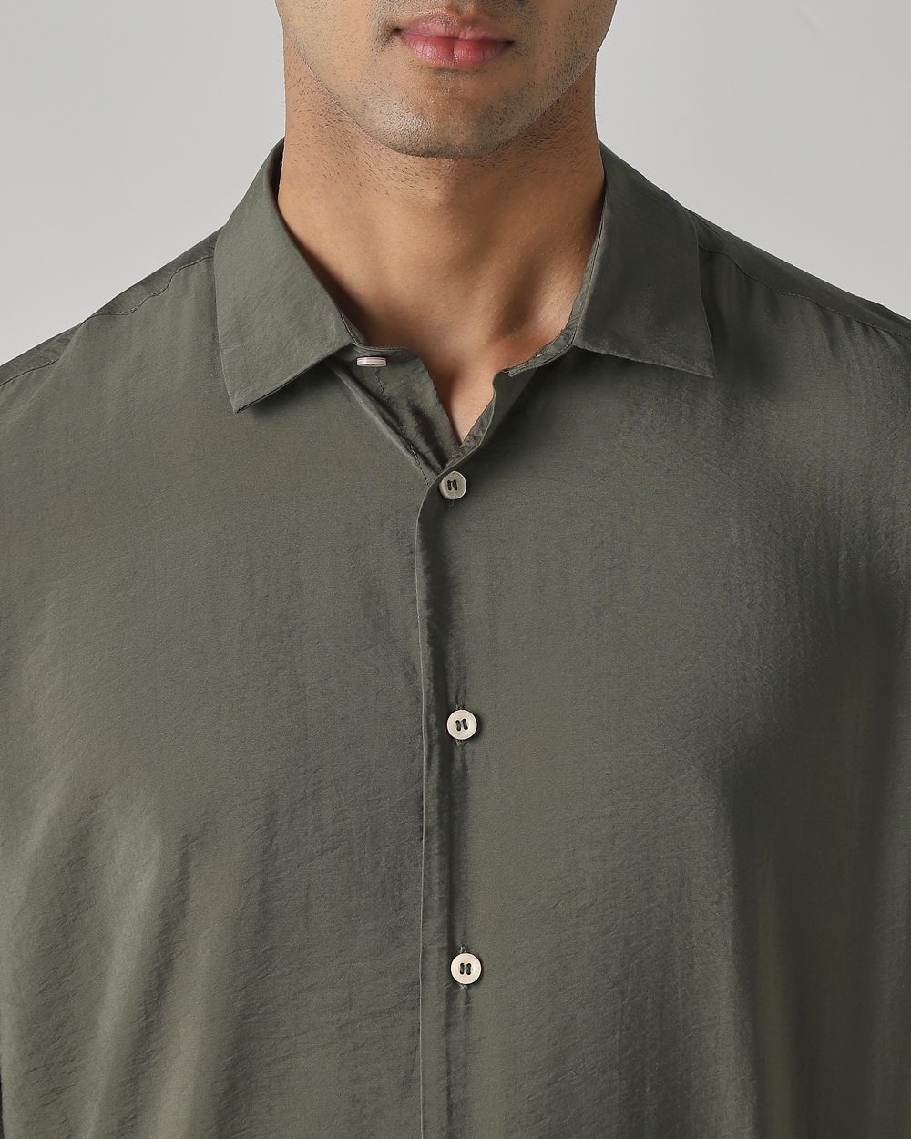 Dark Green Viscose Plain Slim Fit Casual Shirt
