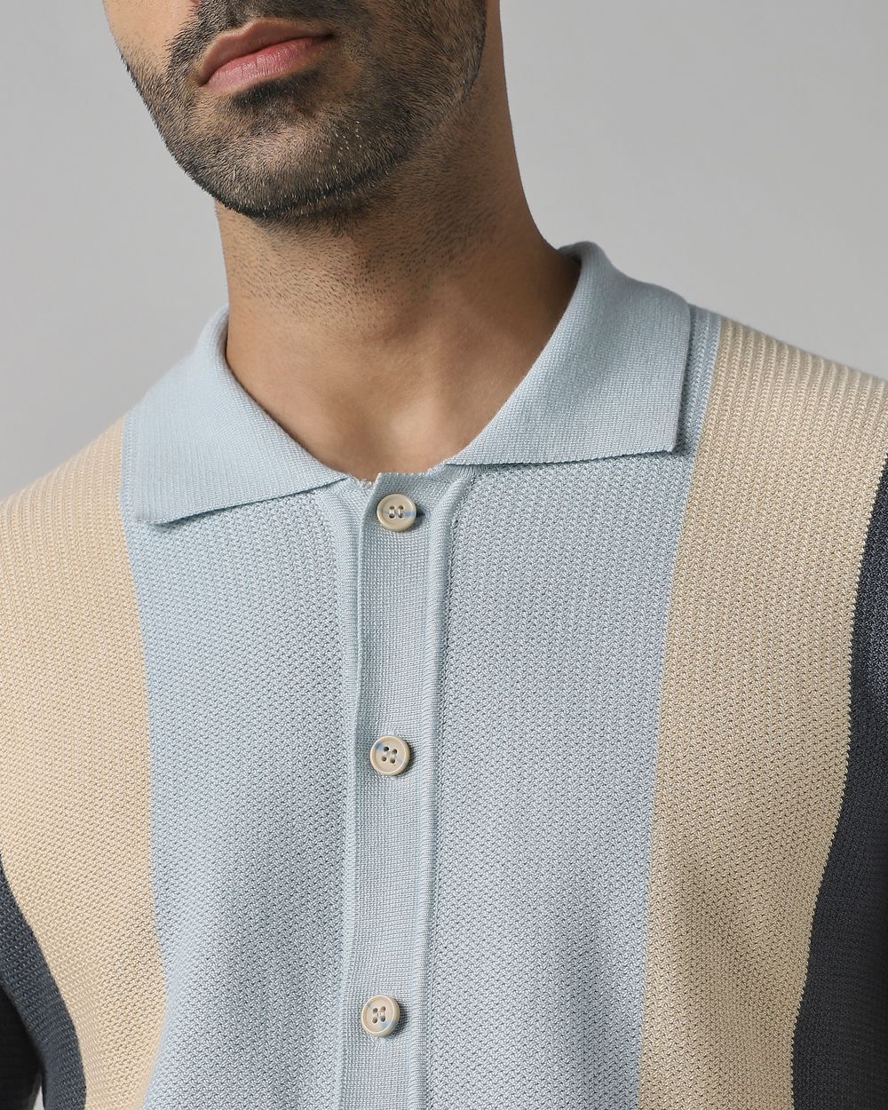 Charcoal Color-Blocked Flatknit Slim Fit Flatknit