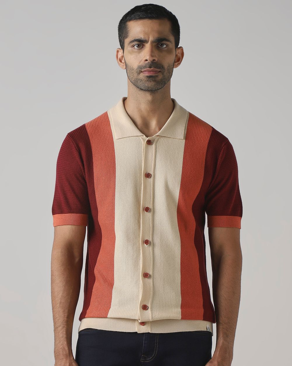 Maroon Color-Blocked Flatknit Slim Fit Flatknit