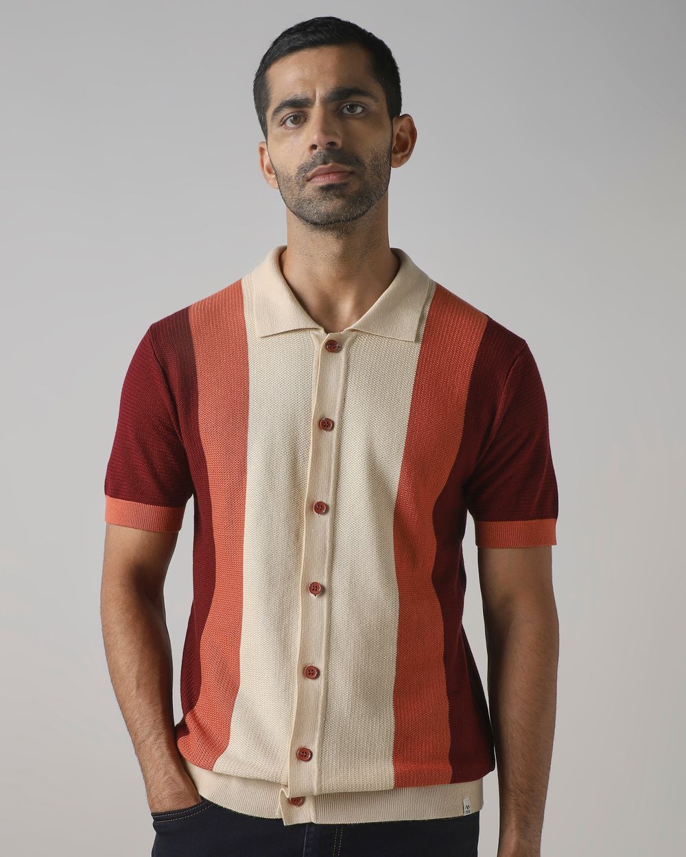 Maroon Color-Blocked Flatknit Slim Fit Flatknit