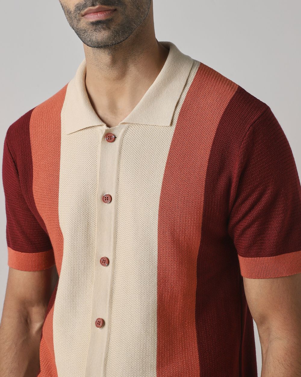Maroon Color-Blocked Flatknit Slim Fit Flatknit