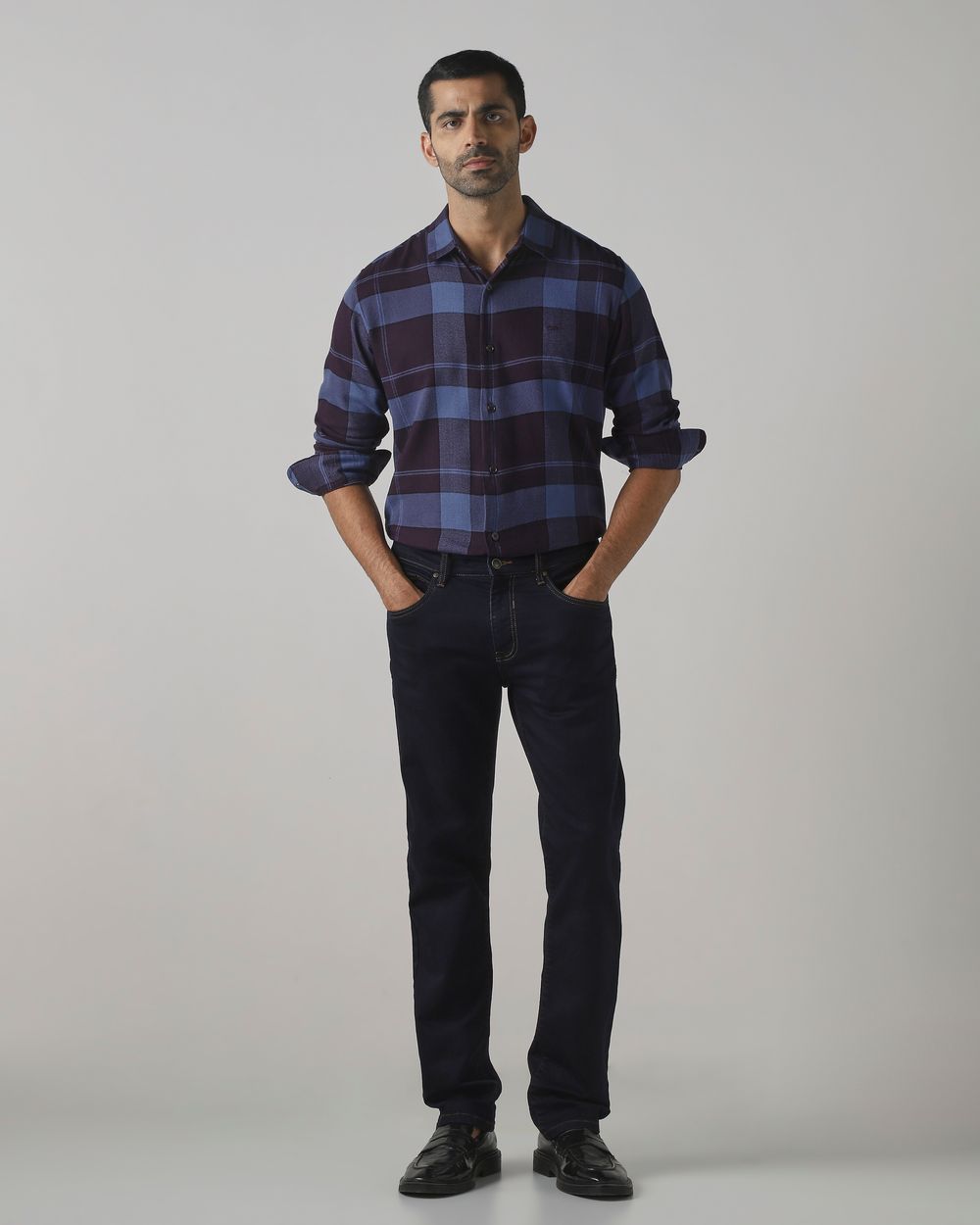 Purple Flannel Check Slim Fit Casual Shirt