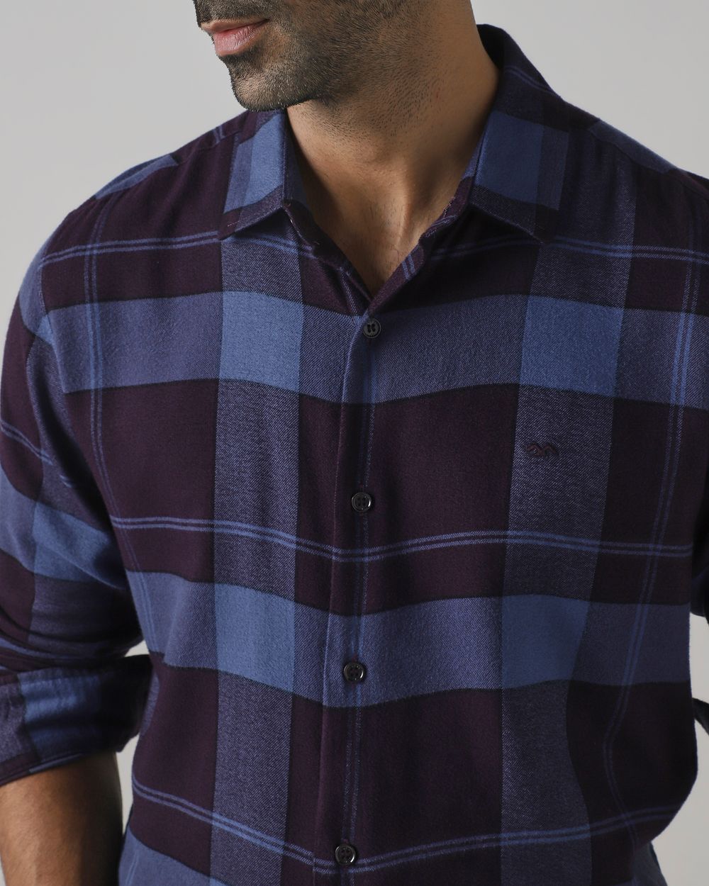 Purple Flannel Check Slim Fit Casual Shirt
