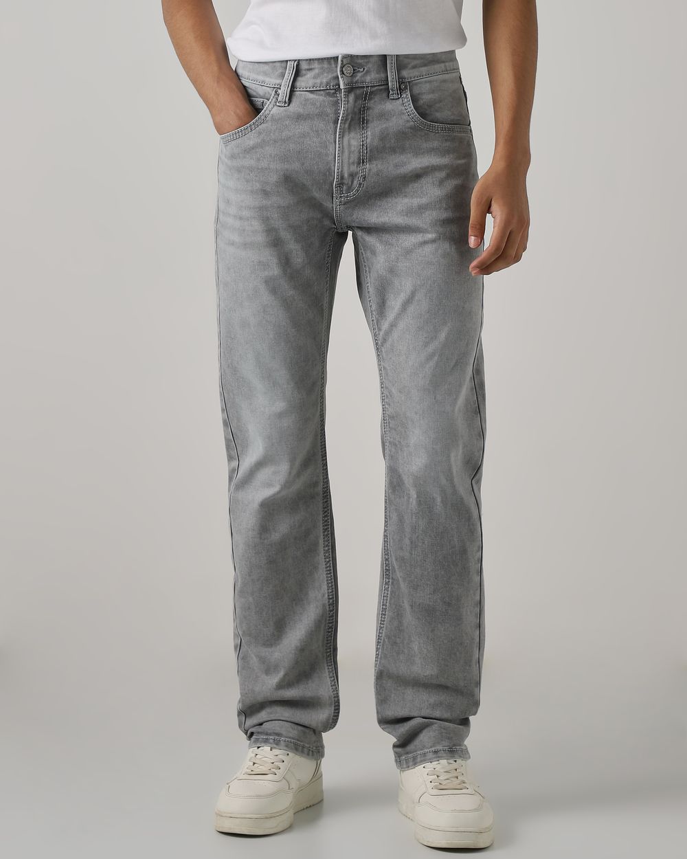 Light Grey Relaxed Straight Fit Original Stretch