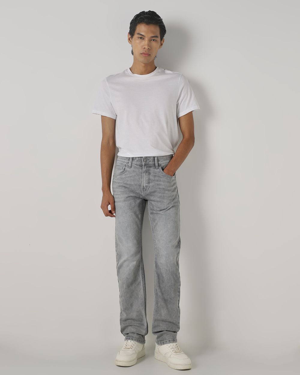 Light Grey Relaxed Straight Fit Original Stretch