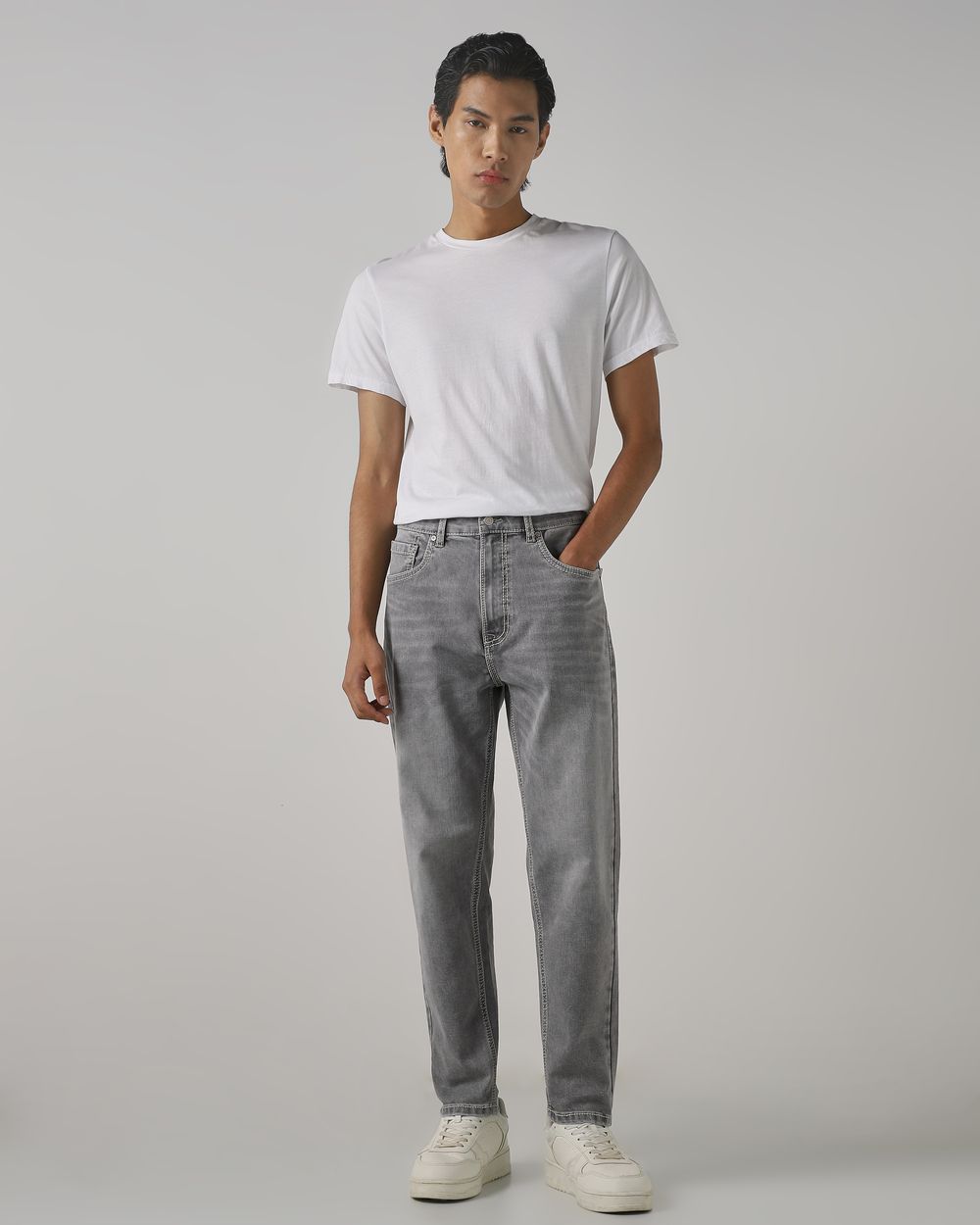 Light Grey Relaxed Ankle Fit Original Stretch