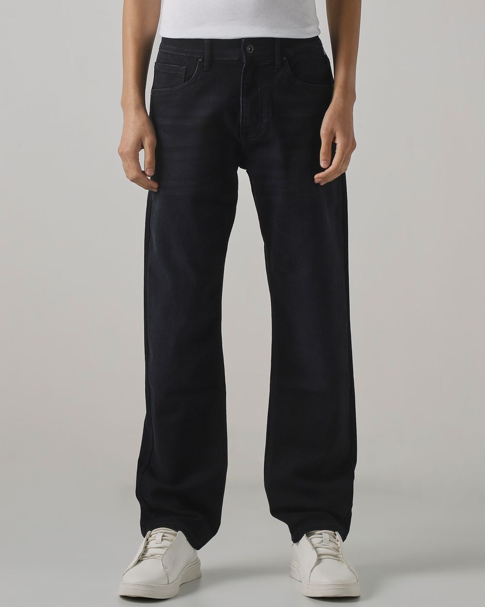 Black Loose Straight Fit Original Stretch