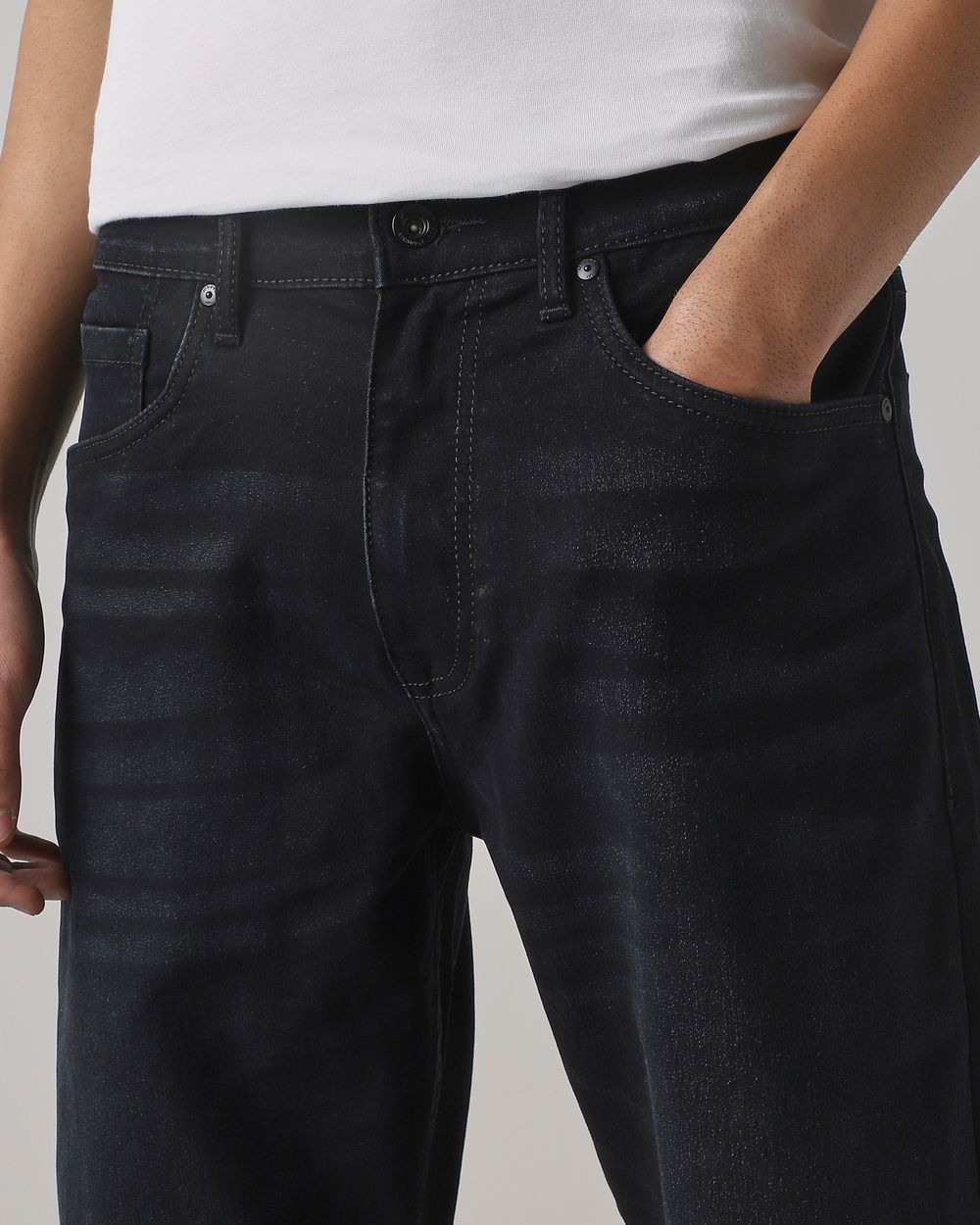 Black Loose Straight Fit Original Stretch