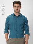 Green Knitted Plain Stretch Shirt