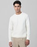 White Textured Slim Fit Sweatshirt