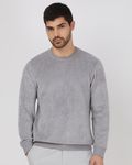 Light Grey Velvet Slim Fit Sweatshirt