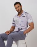 Lilac Floral Print Slim Fit Polo