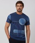 Navy Printed Slim Fit T-Shirt