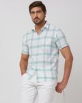 Light Green Large Check Slim Fit Casual Shirt