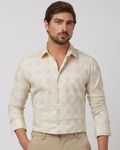 Beige Tonal Check Slim Fit Casual Shirt