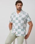 Sage Painted Check Relaxed Fit Casual Shirt