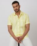 Light Yellow Painted Stripe Slim Fit Casual Shirt