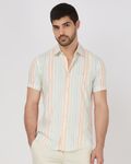 Multicolour Painted Stripe Slim Fit Casual Shirt