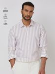 Lilac Candy Stripe Stretch Slim Fit Casual Shirt