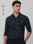 Black Abstract Print Stretch Slim Fit Casual Shirt