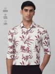 Maroon Floral Print Stretch Slim Fit Casual Shirt