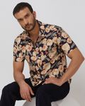 Navy Floral Print Slim Fit Casual Shirt