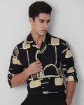 Black Abstract Print Casual Shirt