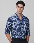 Navy Tie & Dieprint Casual Shirt